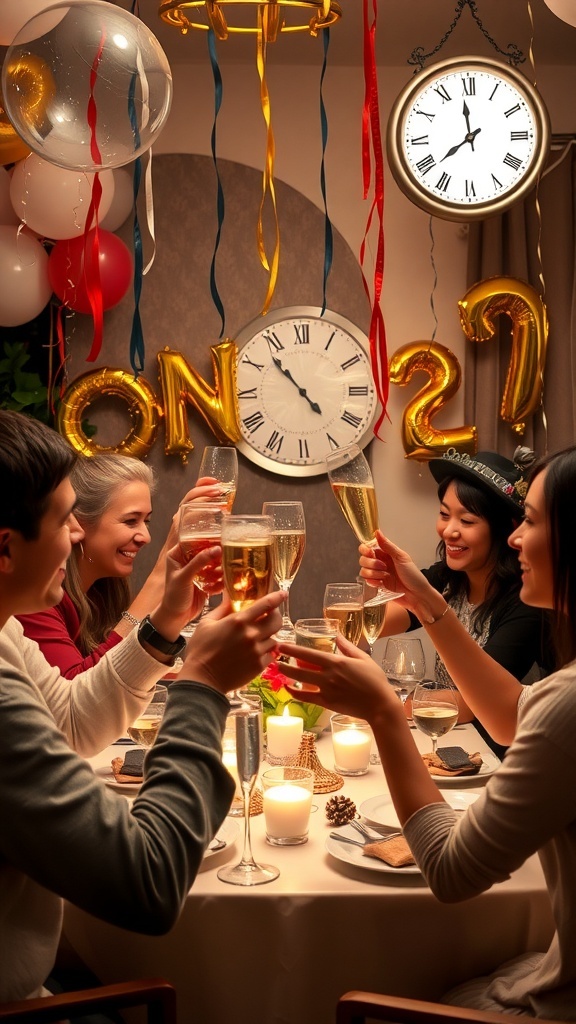 New Year People toasting with glasses in a festive New Year